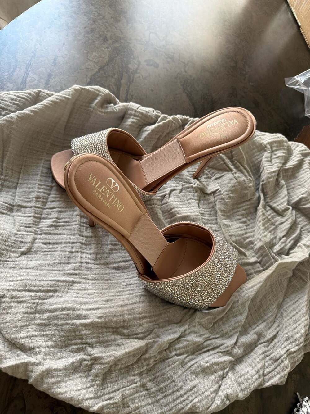Valentino Garavani Nite-out Crystal-embellished Mules In Nude with NWOT Tag